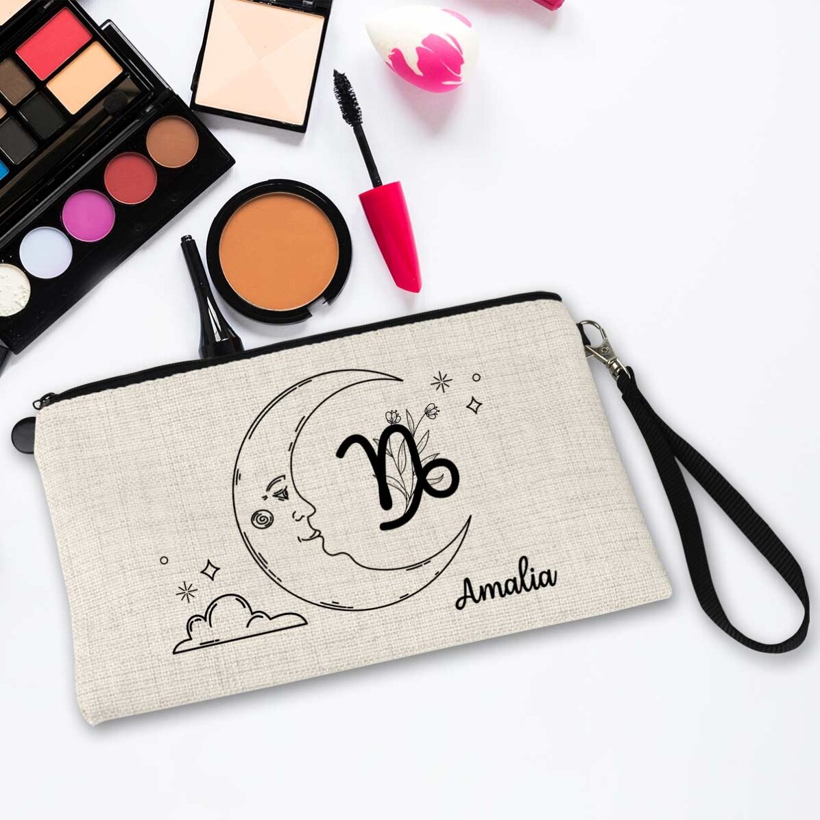 Trousse de maquillage personnalisée avec inscription - Signe du Capricorne