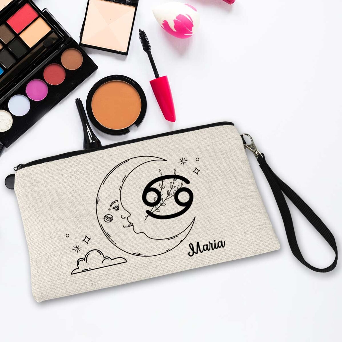 Trousse de maquillage personnalisée avec inscription - Signe du Cancer