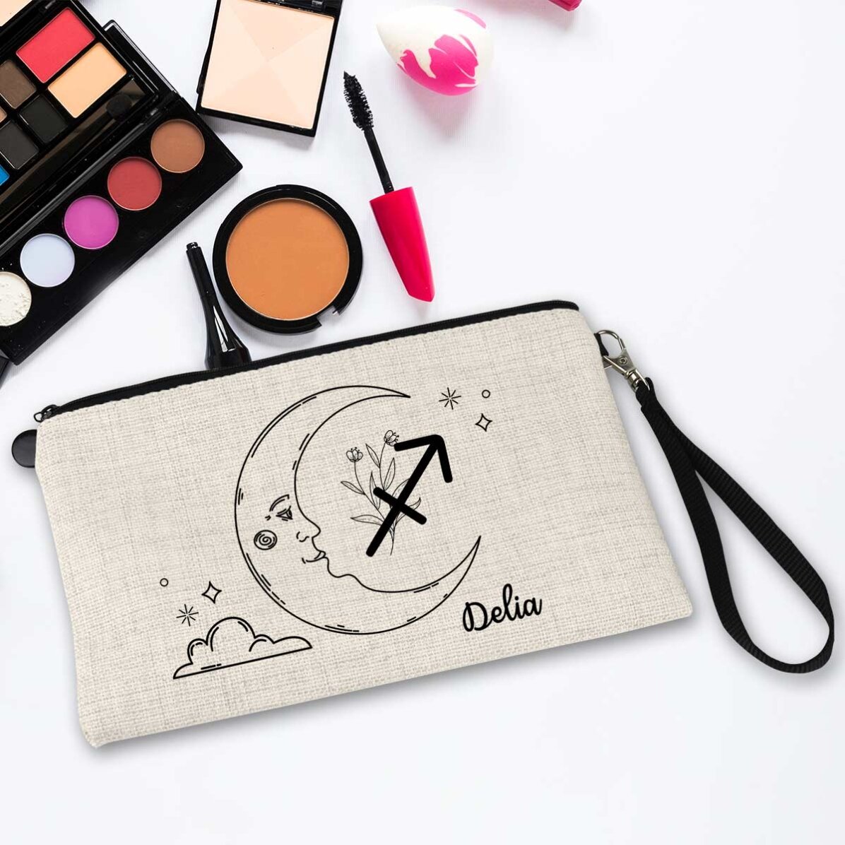 Trousse de maquillage personnalisée avec inscription - Signe du Sagittaire