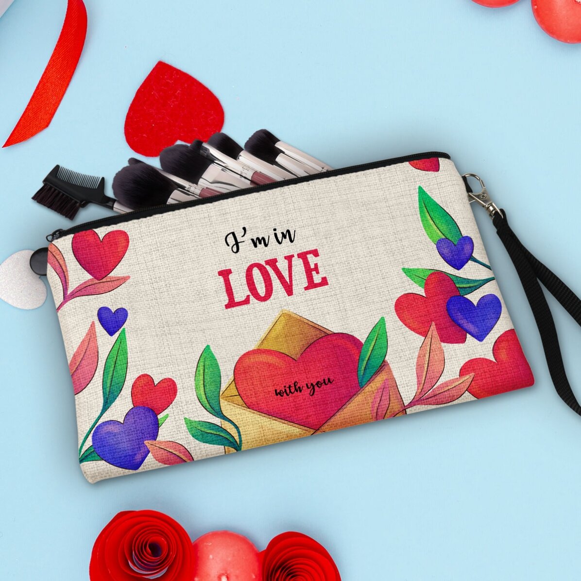 Trousse de maquillage personnalisée avec inscription - In LOVE
