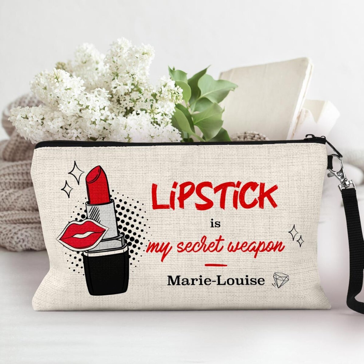 Trousse de maquillage personnalisée avec inscription - My secret weapon