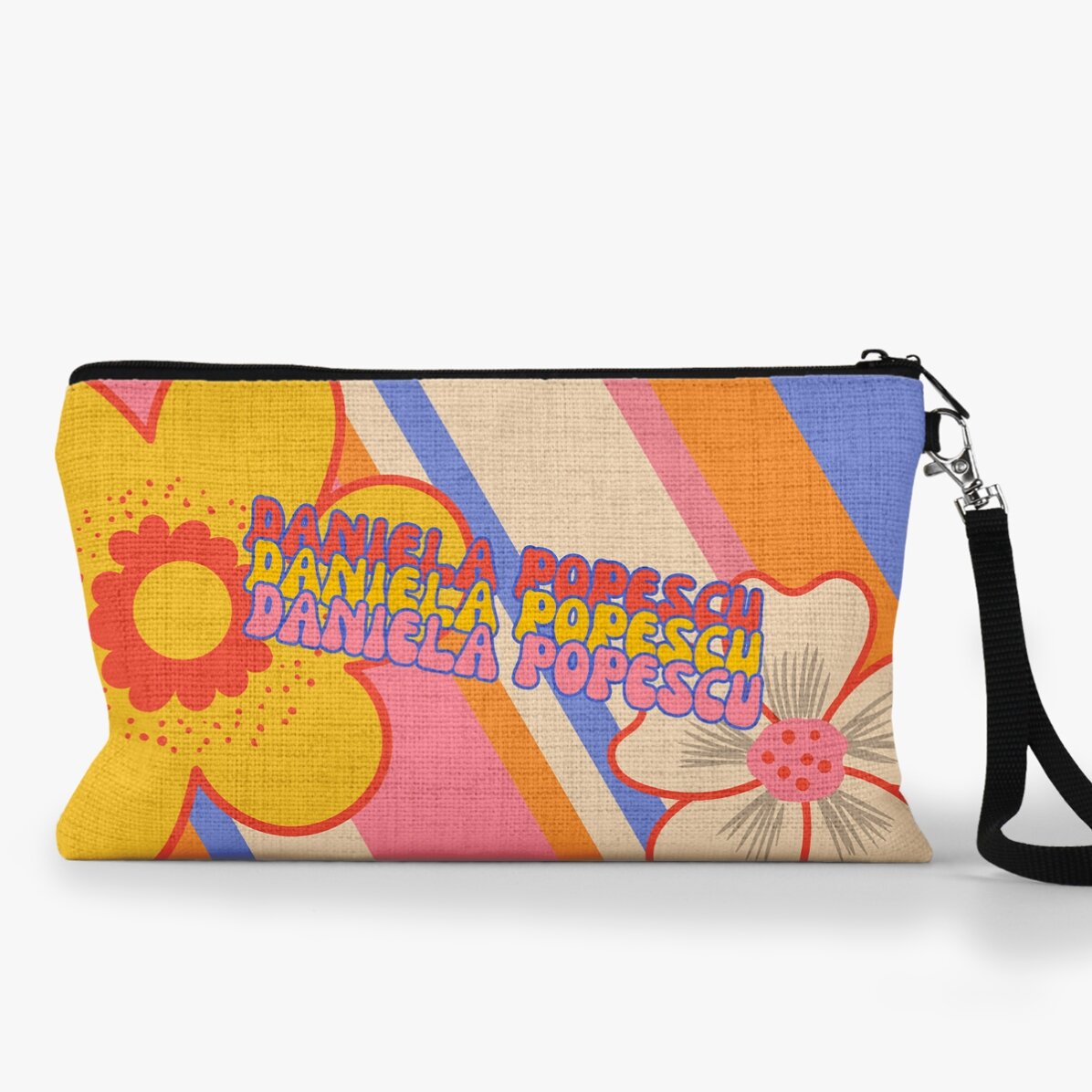 Trousse pour enfants personnalisée avec un texte - Fleurs rétro
