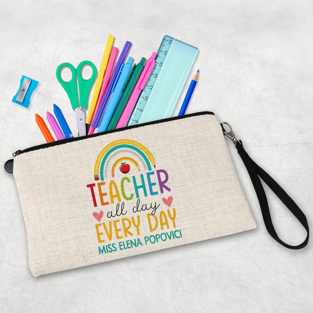Kit pour enseignants personnalisé avec le texte « Teacher all day »