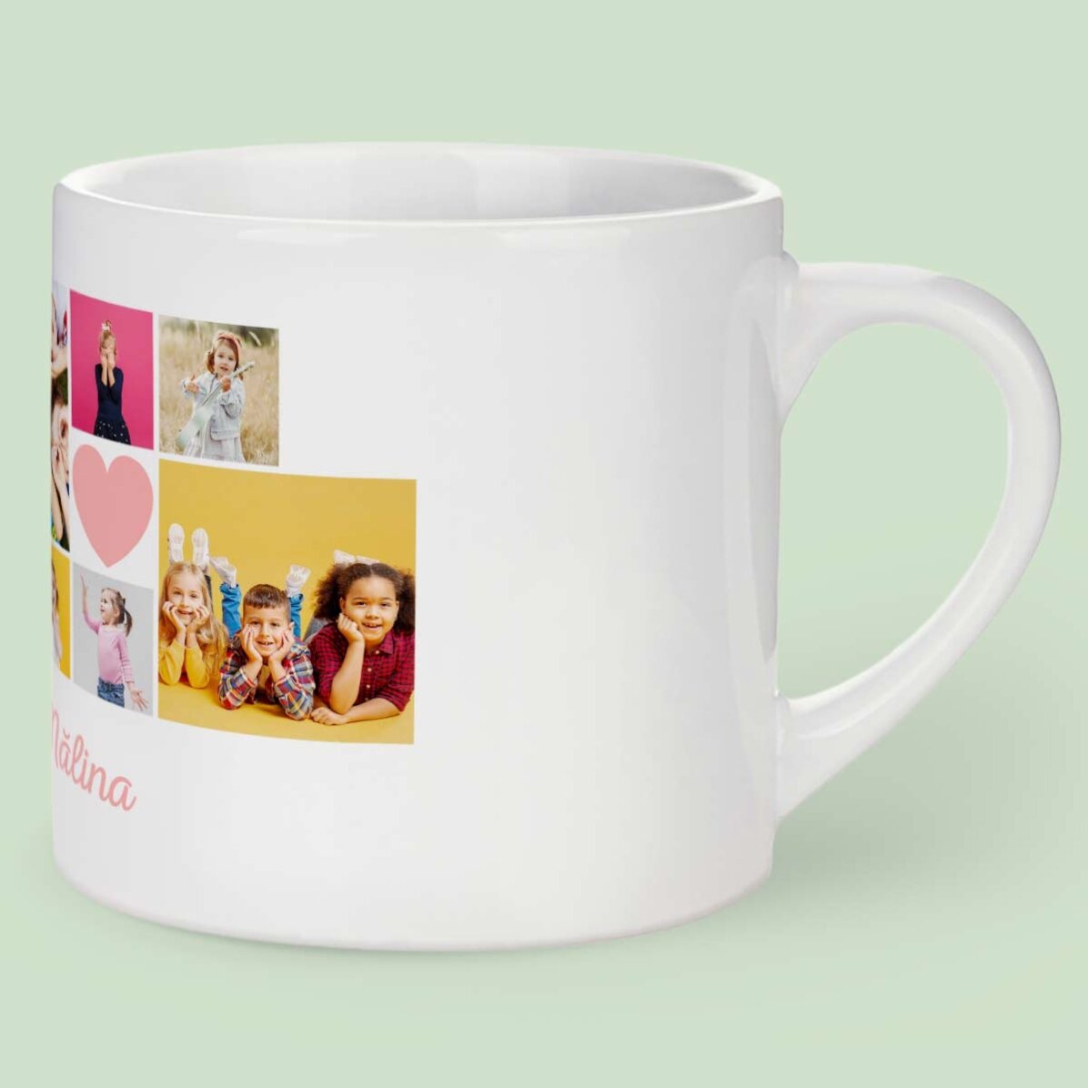 Tasse personnalisée pour enfants avec 6 photos et un texte