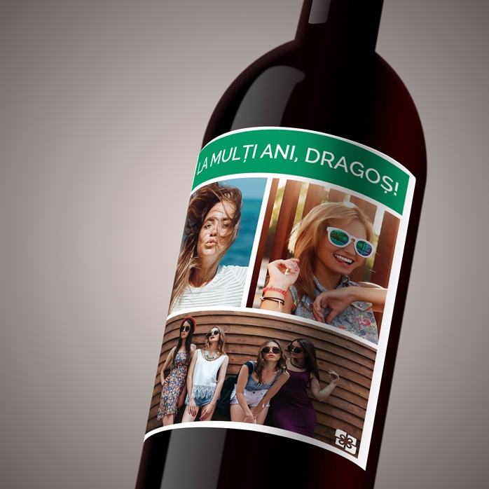 Vin personnalisé avec 3 photos et un texte