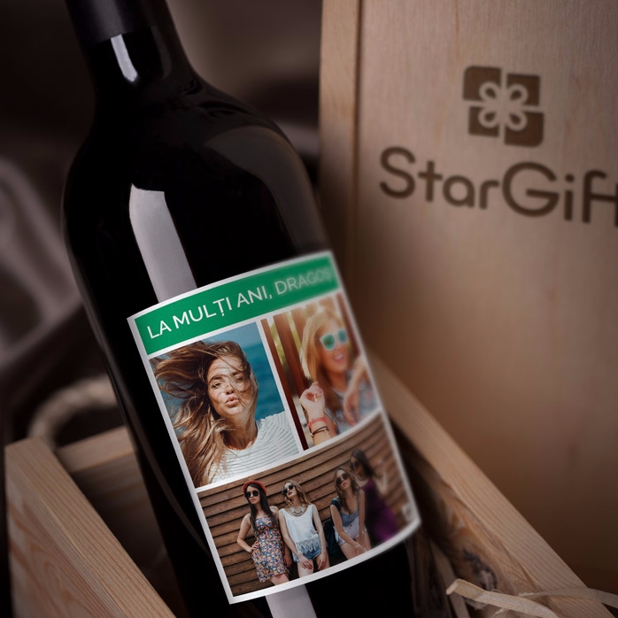 Vin personnalisé avec 3 photos et un texte