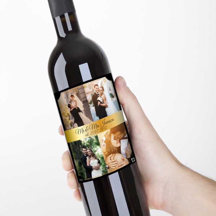 Vin personnalisé avec 4 photos pour un couple