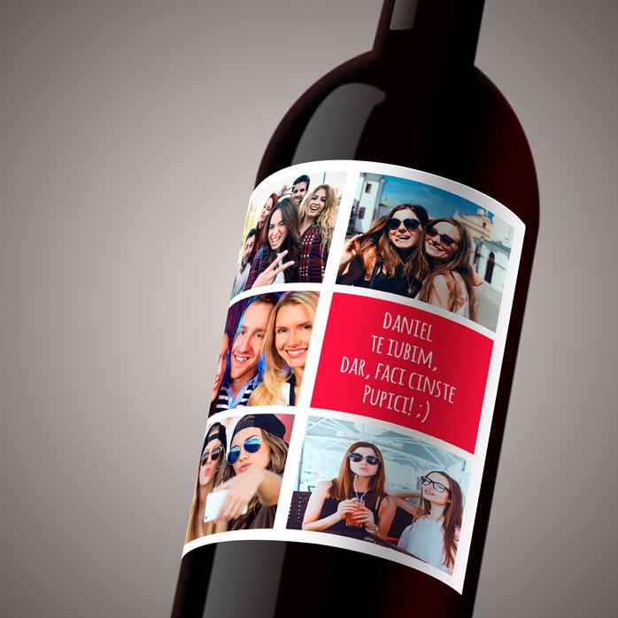 Vin personnalisé avec 5 photos et un texte