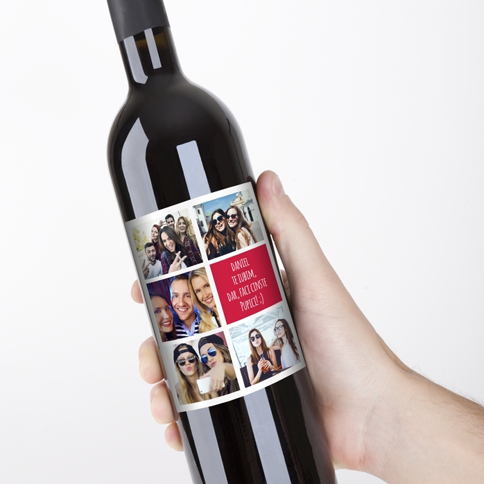 Vin personnalisé avec 5 photos et un texte