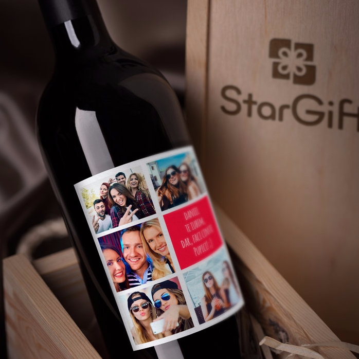 Vin personnalisé avec 5 photos et un texte