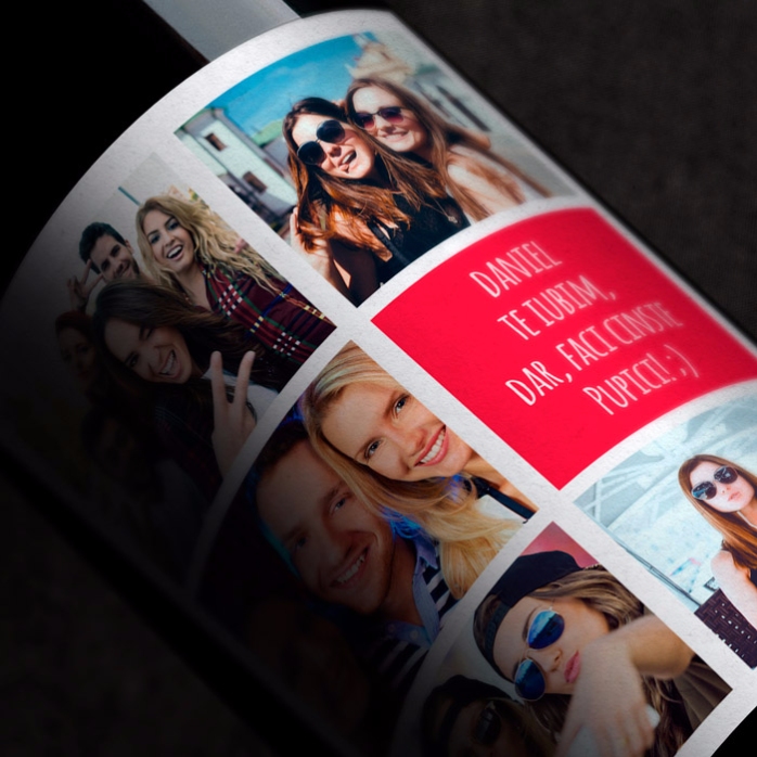 Vin personnalisé avec 5 photos et un texte