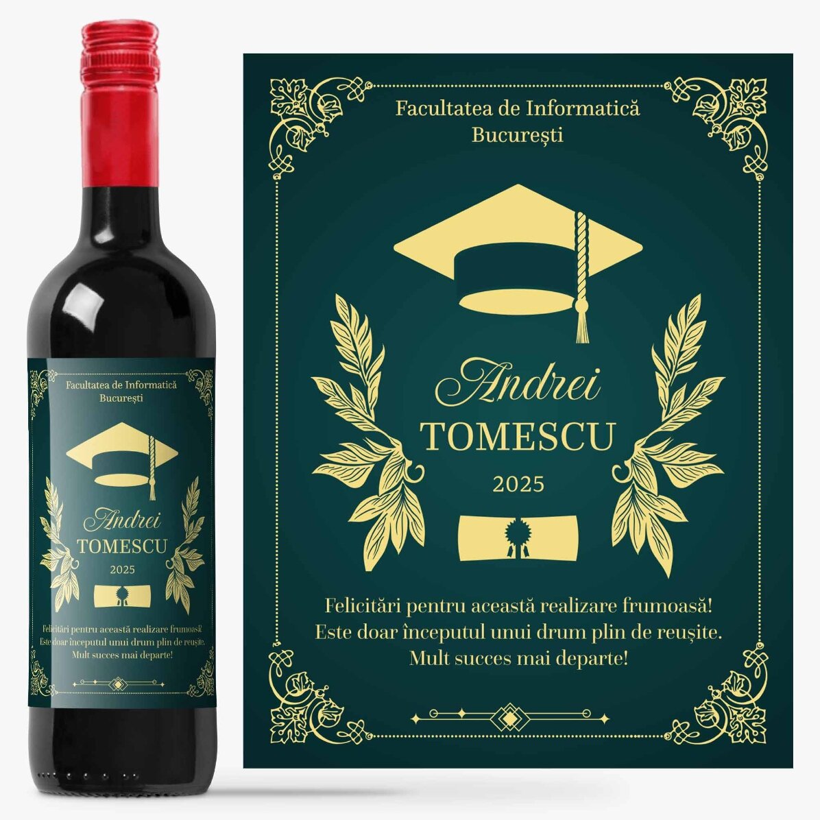 Vin personnalisé avec message - Diplômé