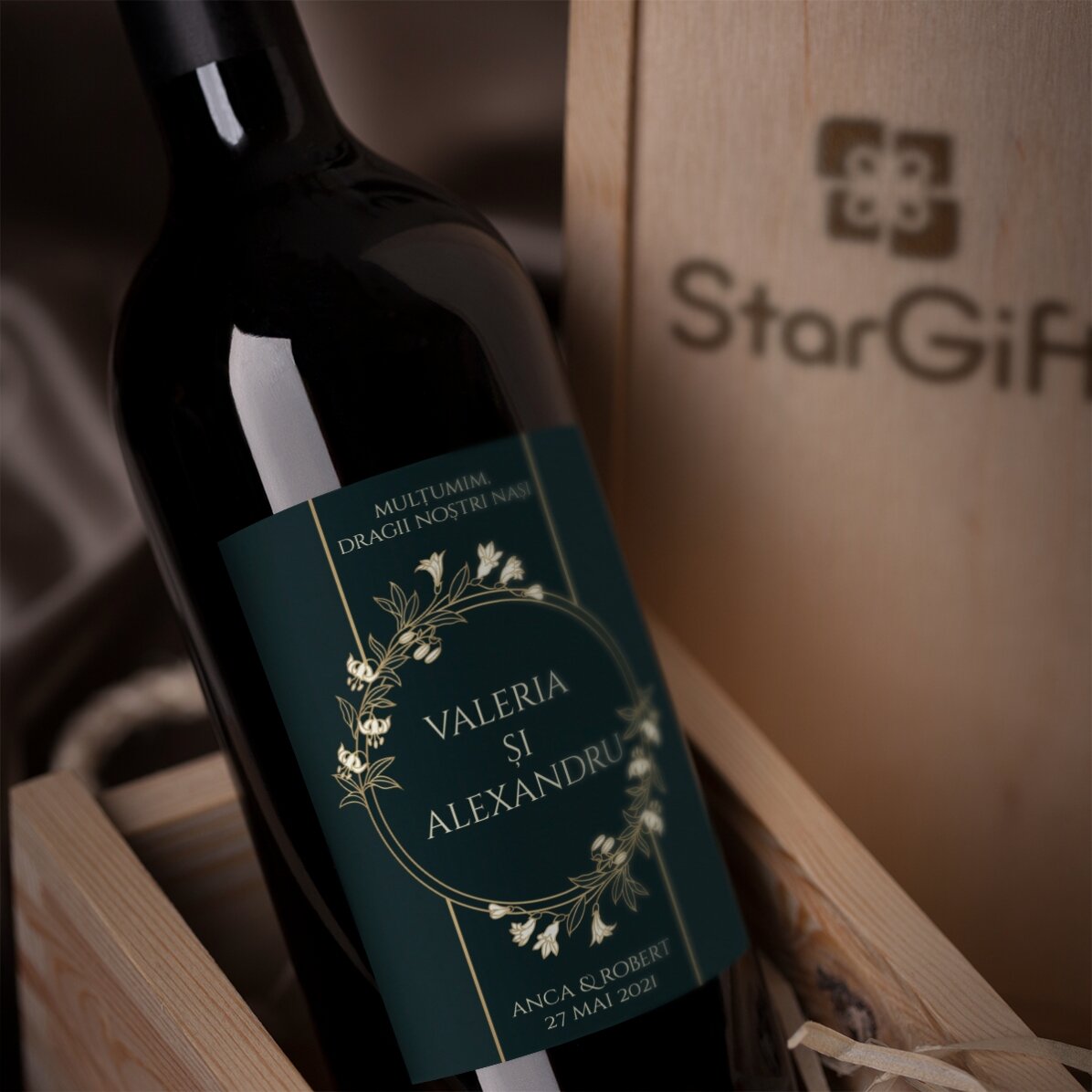 Vin personnalisé avec un message - Pour les parrains et marraines