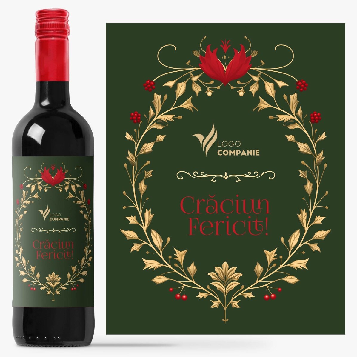 Vin personnalisé avec texte et logo - Joyeux Noël !