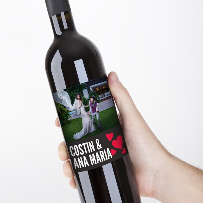 Vin personnalisé avec une photo pour un couple