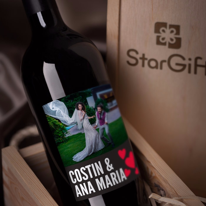Vin personnalisé avec une photo pour un couple