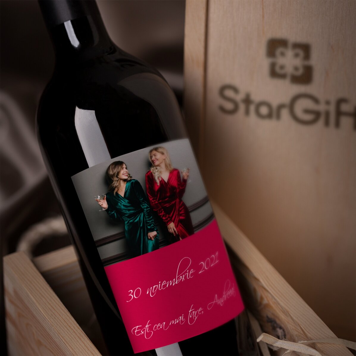 Vin personnalisé avec une photo pour un mariage