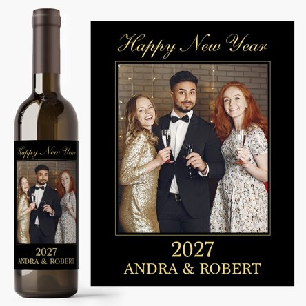 Vin personnalisé avec une photo et un texte - Bonne année