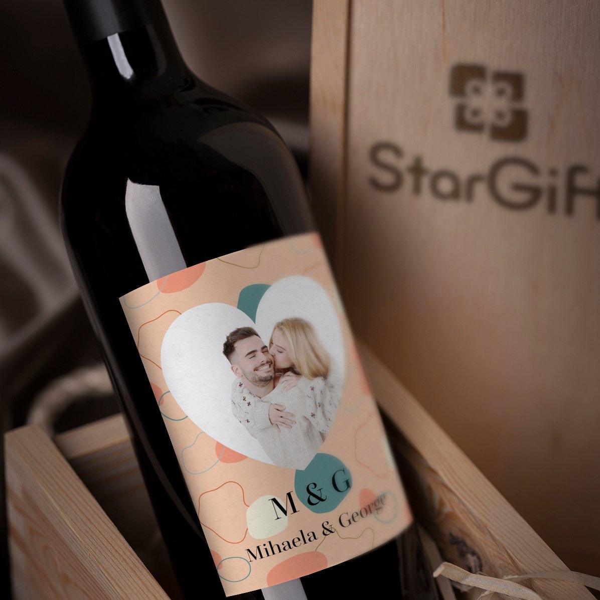 Vin personnalisé avec photo et texte - Abstract