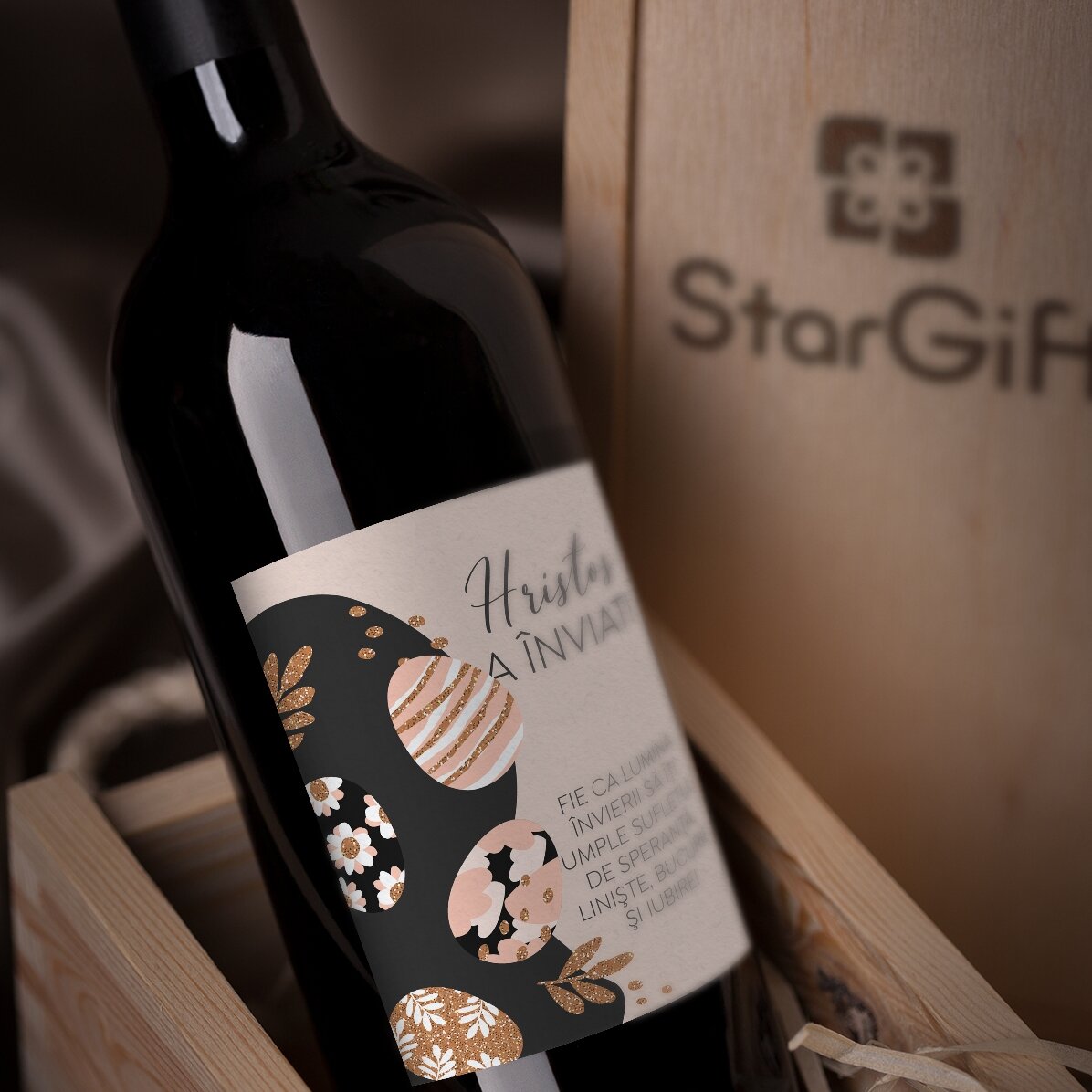 Vin personnalisé avec un message - Œufs de Pâques
