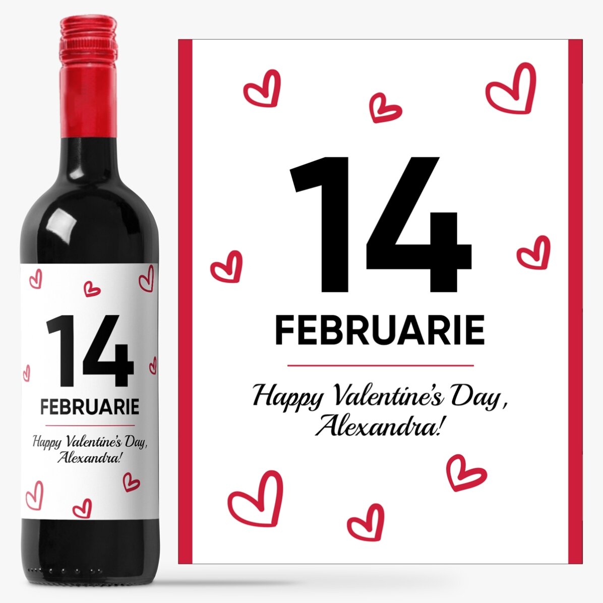 Vin personnalisé avec un message - Cœurs