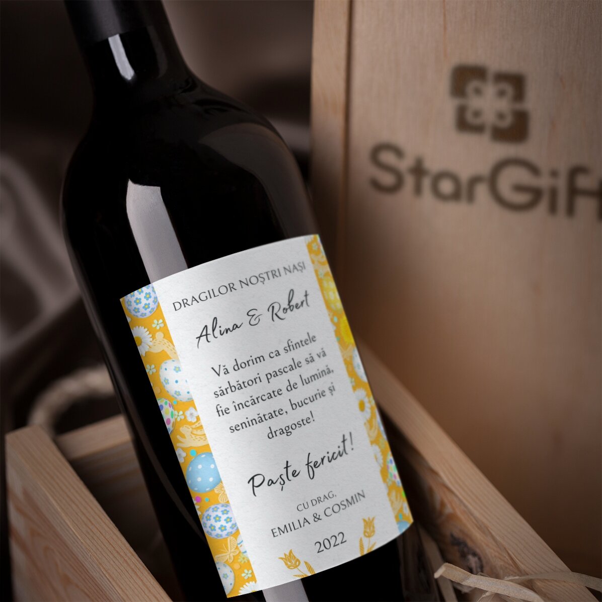 Vin personnalisé avec un message - Message de Pâques