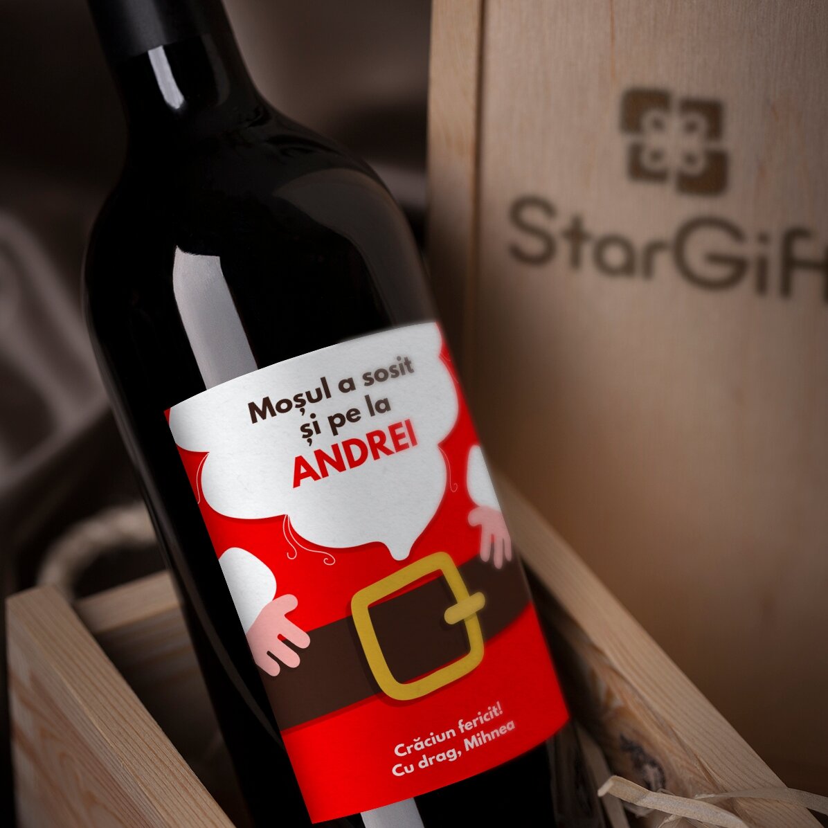 Vin personnalisé avec inscription - Le Père Noël est arrivé