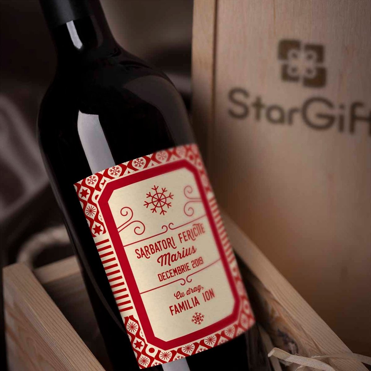 Vin personnalisé avec un message - Modèle de Noël