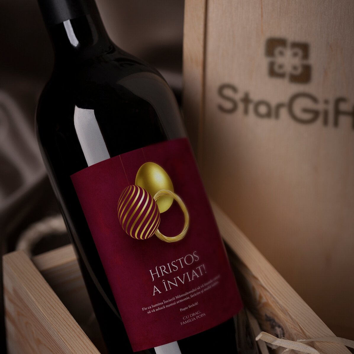 Vin personnalisé avec un message pour Pâques - Le Christ est ressuscité !