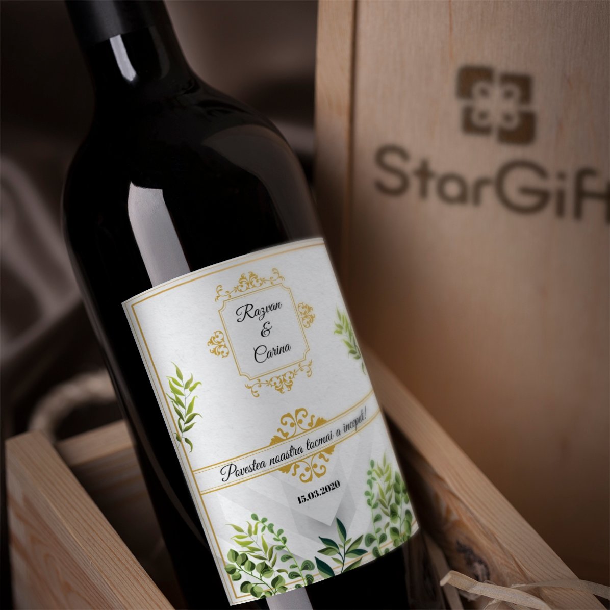 Vin personnalisé avec un message - Notre histoire