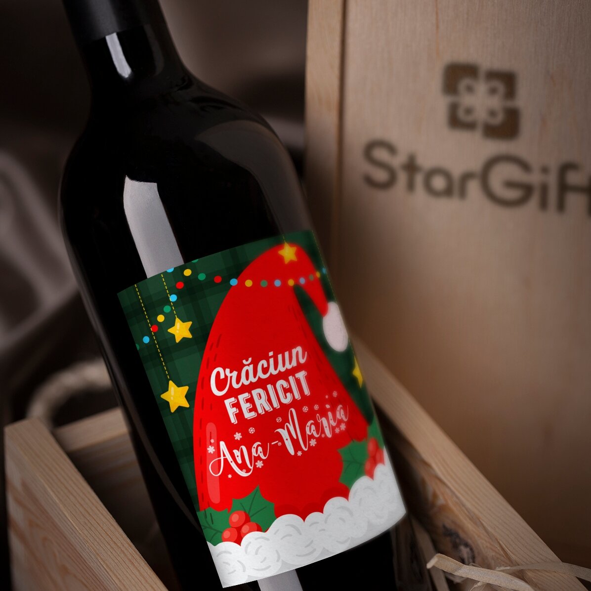 Vin personnalisé avec un message - Père Noël