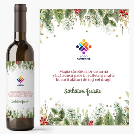 Personalised wine with text and logo - Happy Holidays!