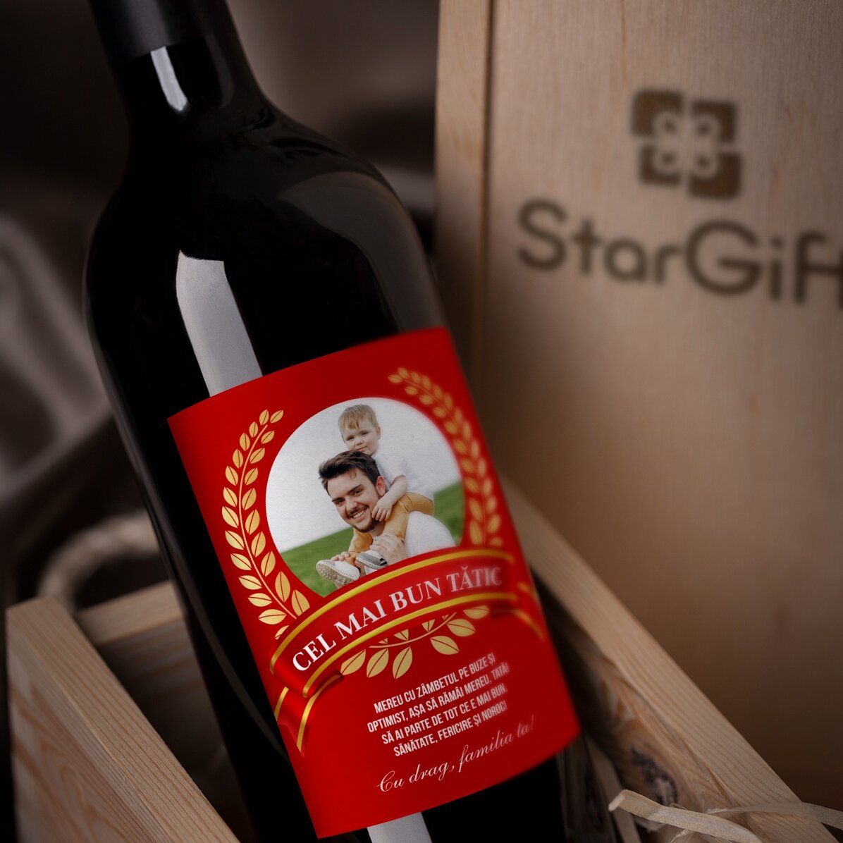 Vin personnalisé avec un message et une photo pour papa - Le meilleur des papas