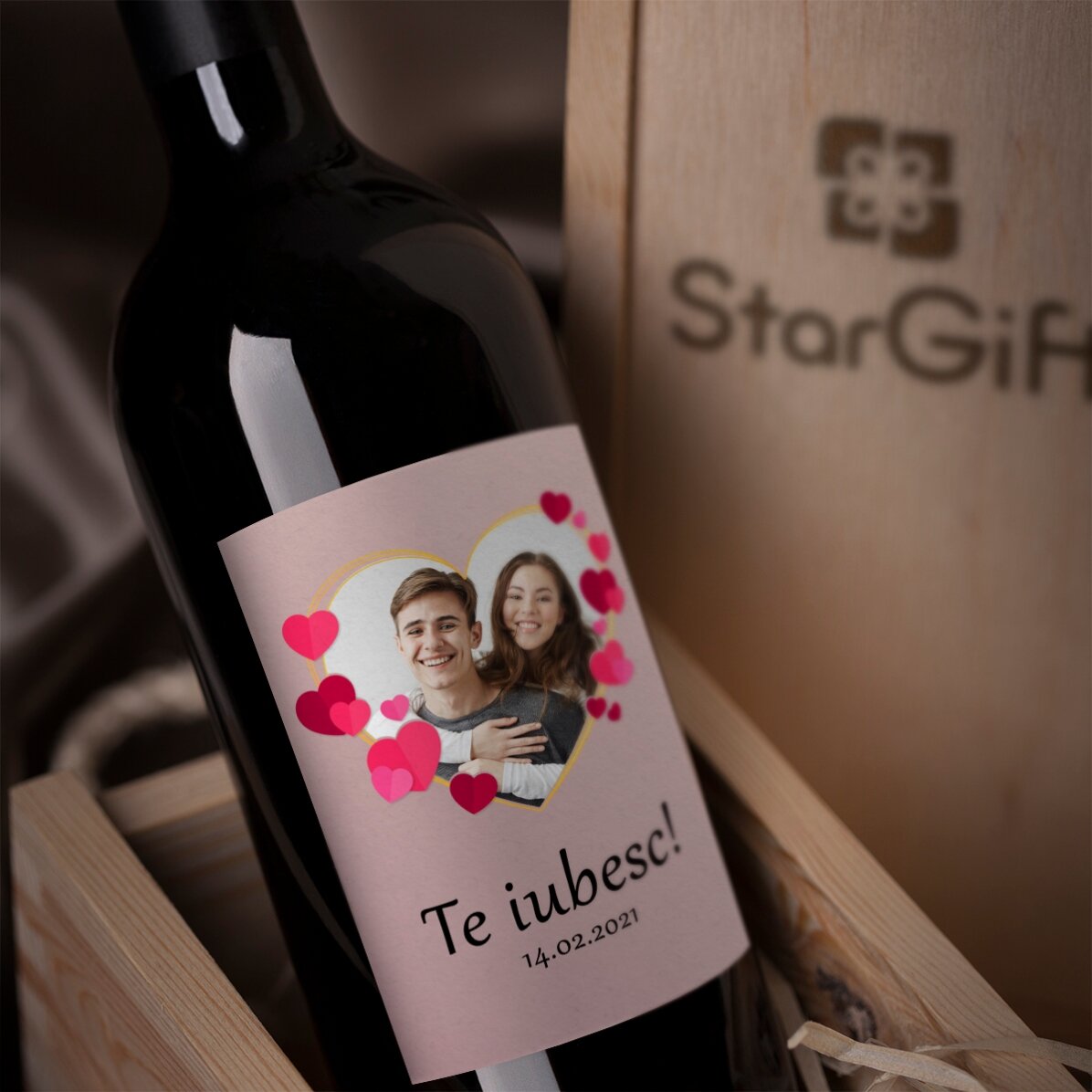 Vin personnalisé avec texte et photo - In love
