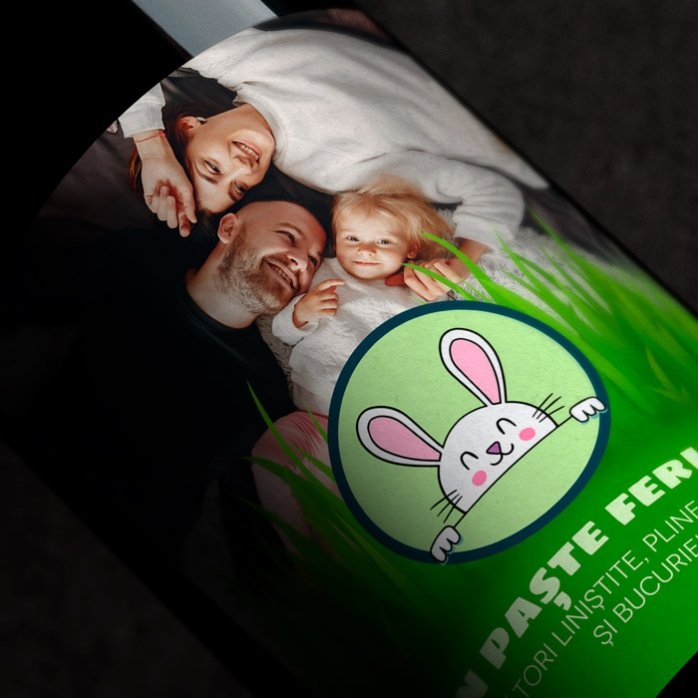 Vin personnalisé avec texte et photo - Joyeuses Pâques !