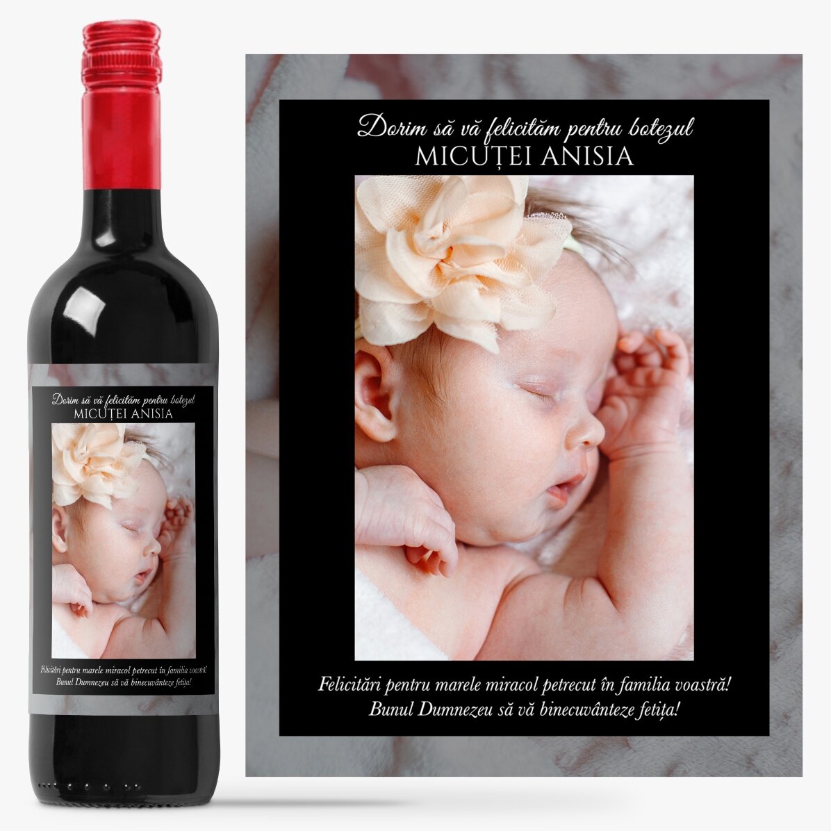 Vin personnalisé avec un texte et une photo pour les anniversaires