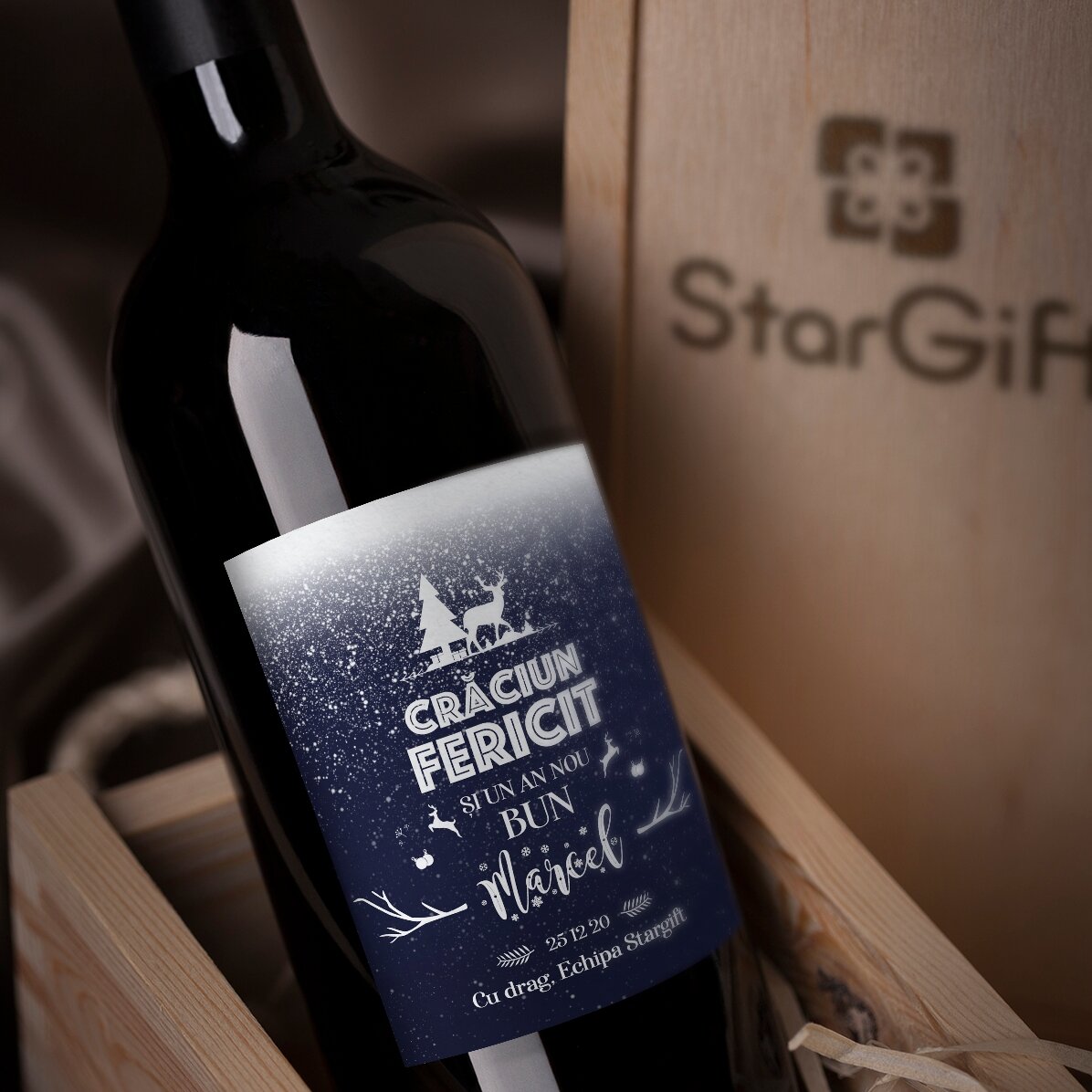 Vin personnalisé avec inscription - Snowing night