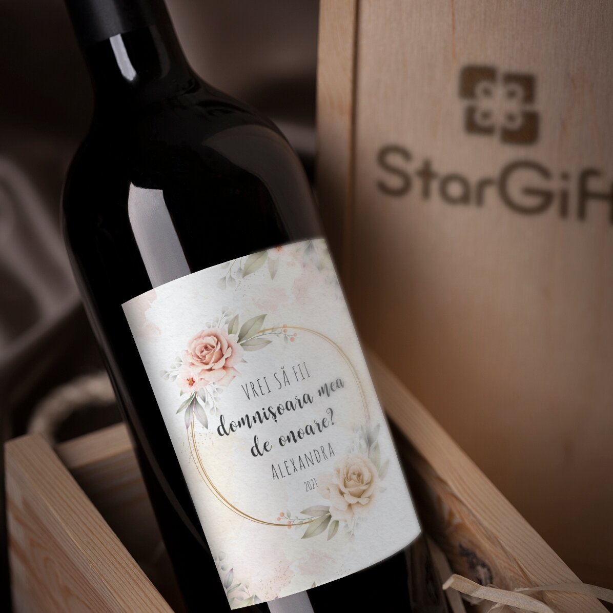 Vin personnalisé avec inscription - « Will you be my bridesmaid ? »