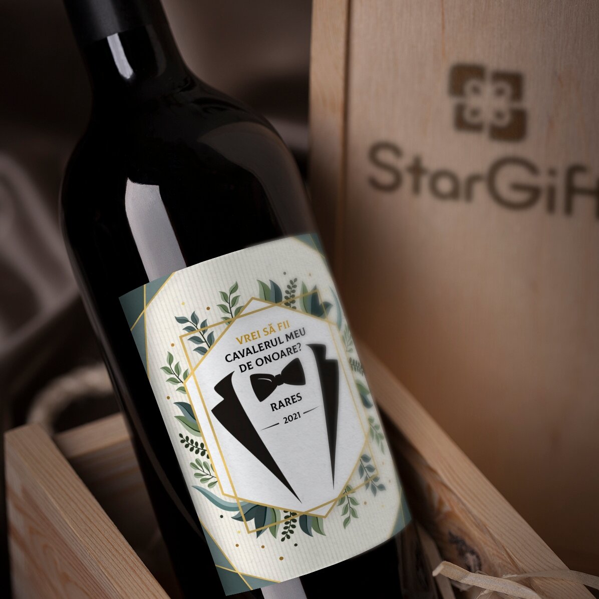 Vin personnalisé avec inscription - « Will you be my groomsman ? »