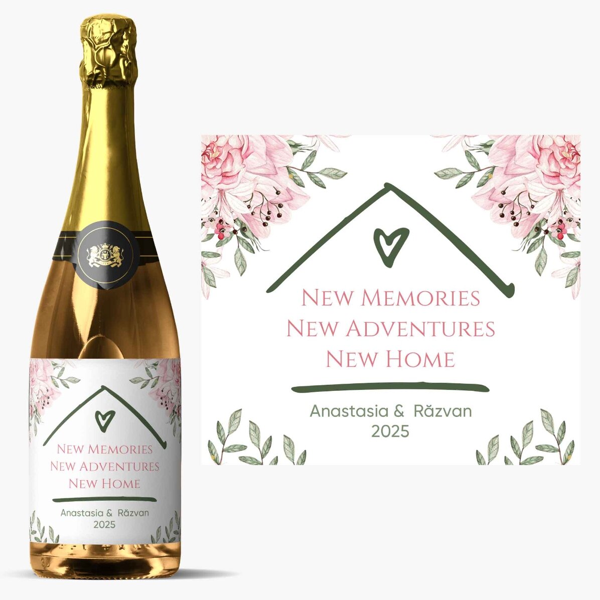 Vin mousseux personnalisé avec un message - New Home