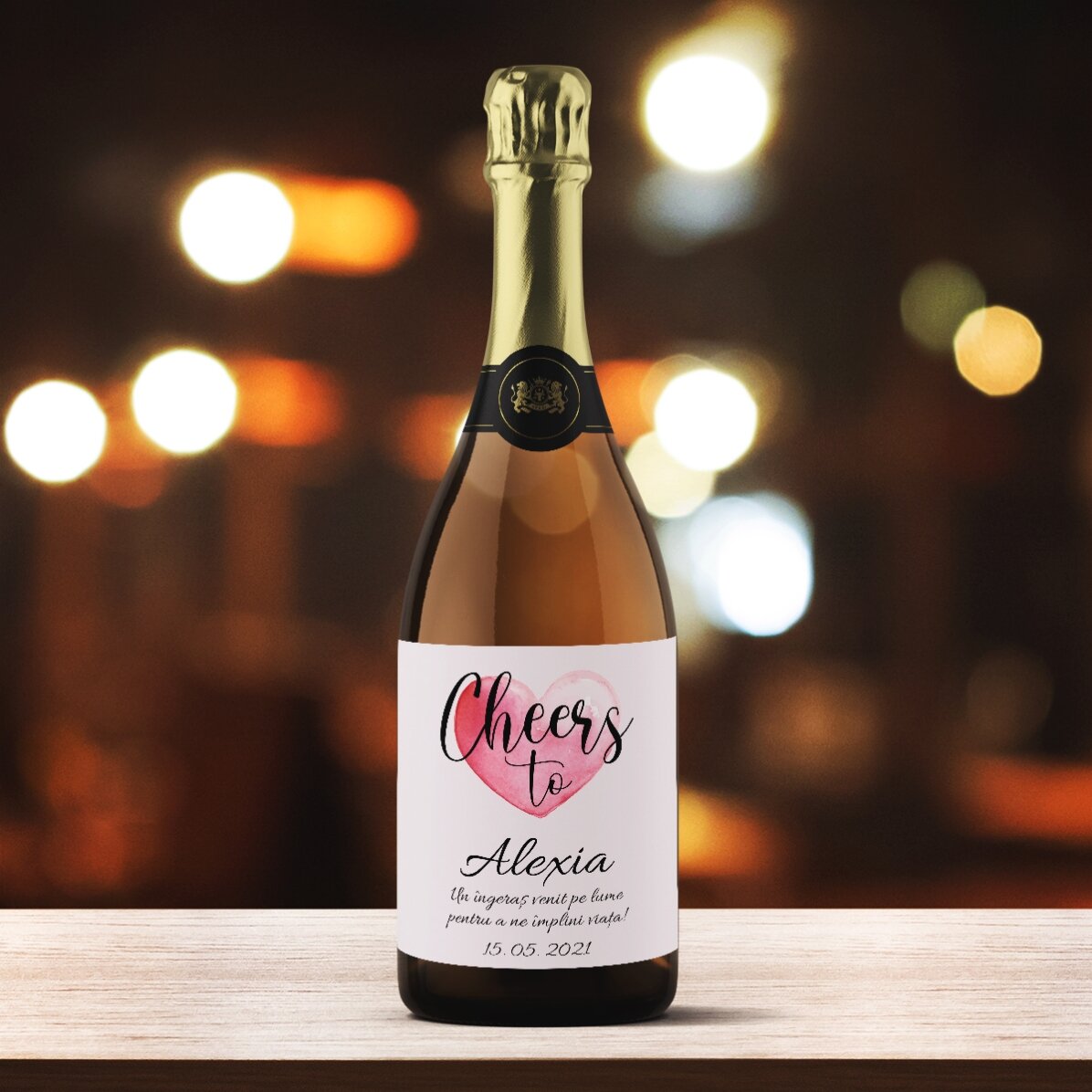 Vin mousseux personnalisé avec un message - À la santé de...
