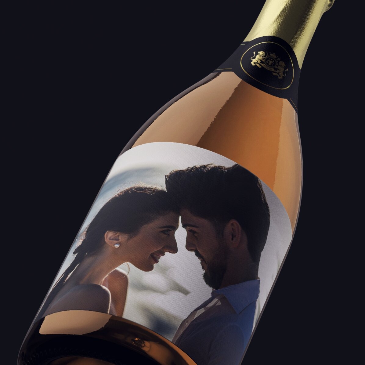 Vin mousseux personnalisé avec une photo