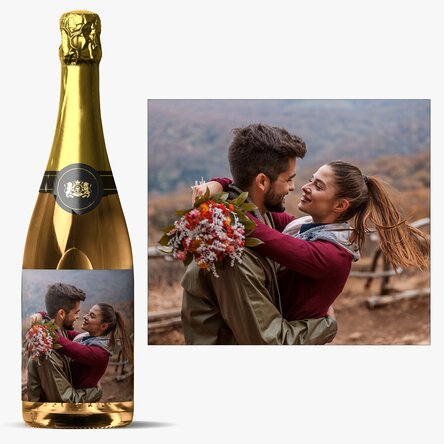 Vin mousseux personnalisé avec une photo