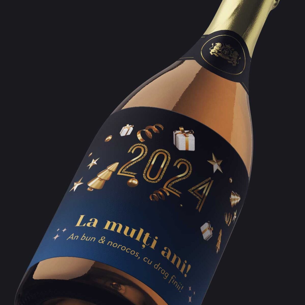 Vin mousseux personnalisé avec le message « Joyeux anniversaire ! »
