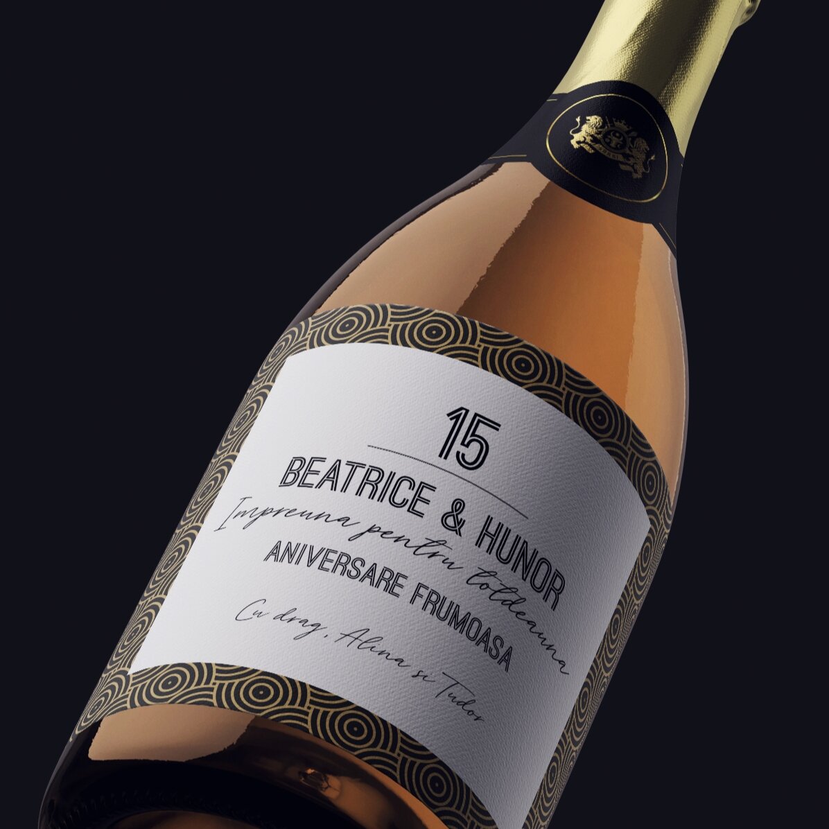 Vin mousseux personnalisé avec un texte - Art déco