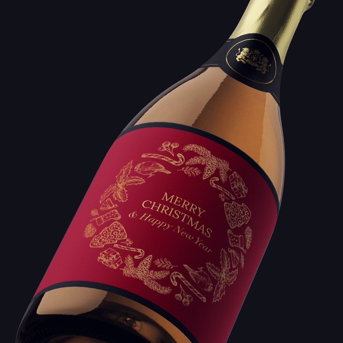 Vin mousseux personnalisé avec un message - Christmas Spirit