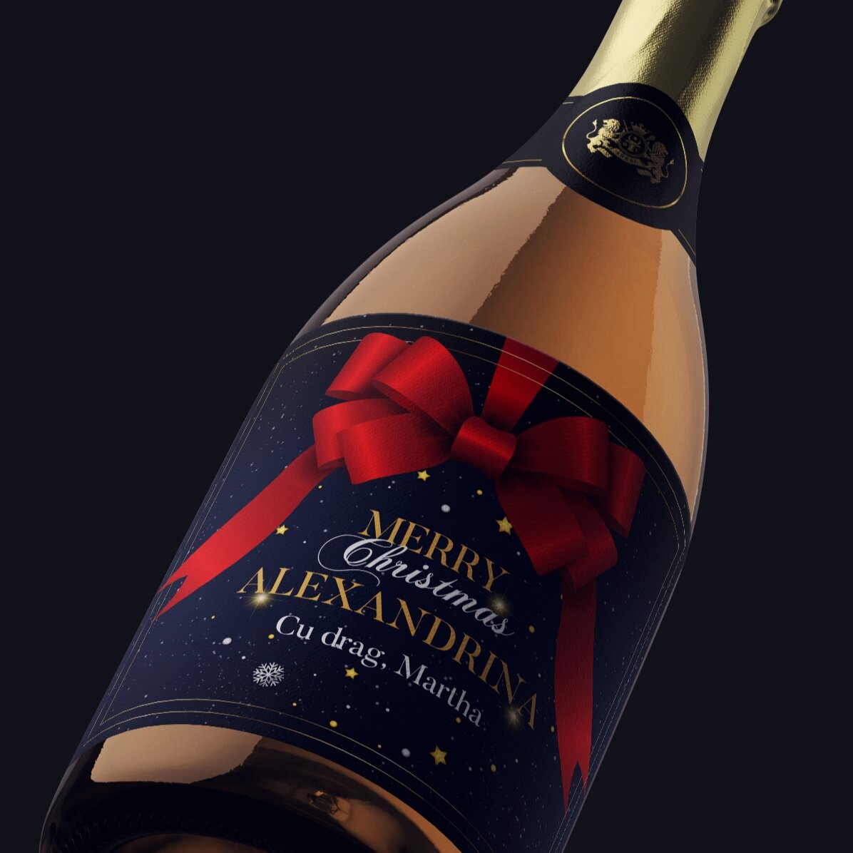 Vin mousseux personnalisé avec un message - Glamorous Christmas