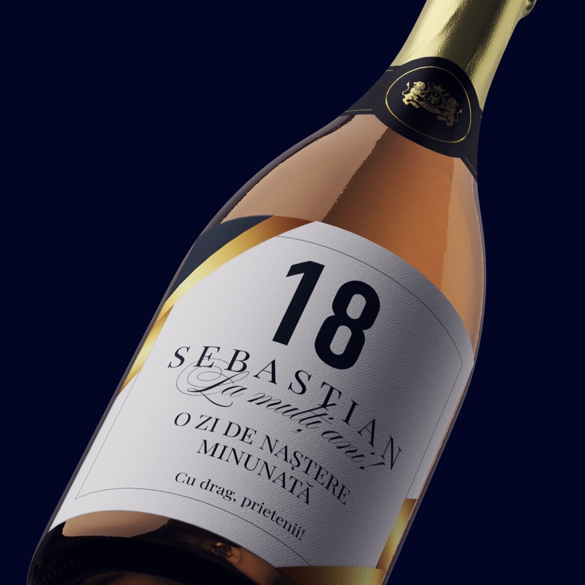 Vin mousseux personnalisé avec un message pour un 18e anniversaire