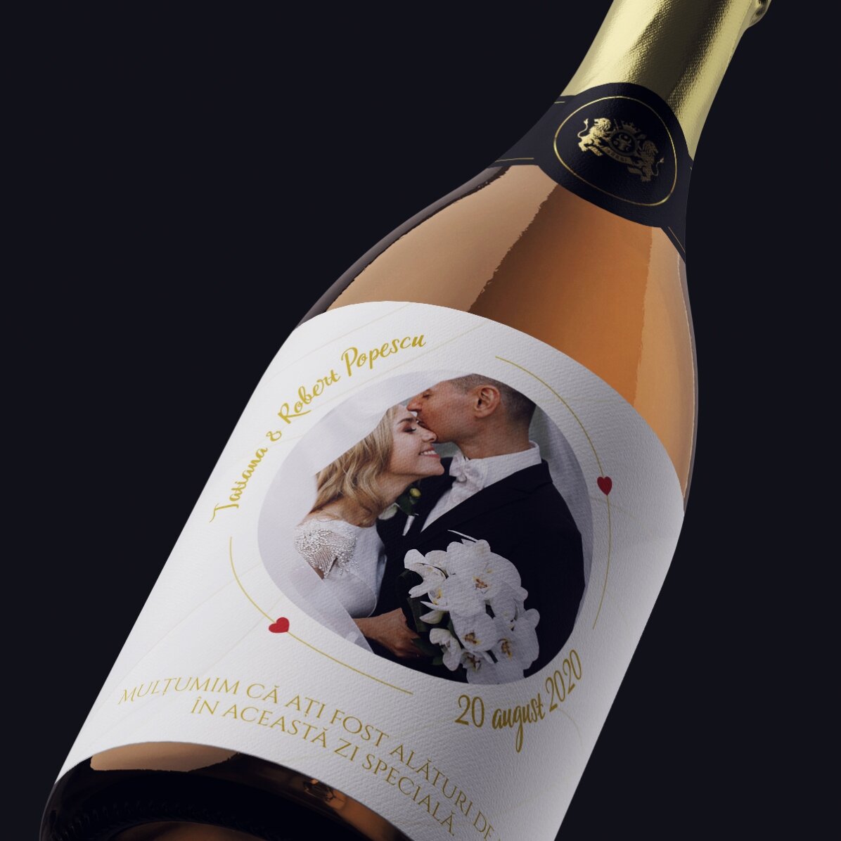 Vin mousseux personnalisé avec texte et photo - Our Wedding