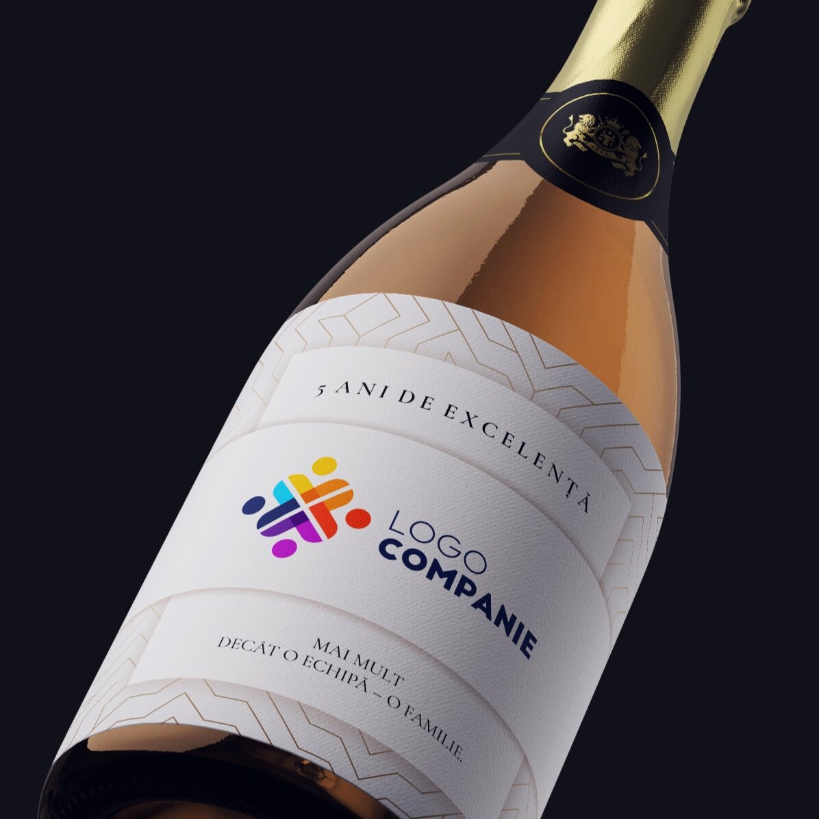 Vin mousseux personnalisé avec inscription, version blanche - Anniversaire de la marque